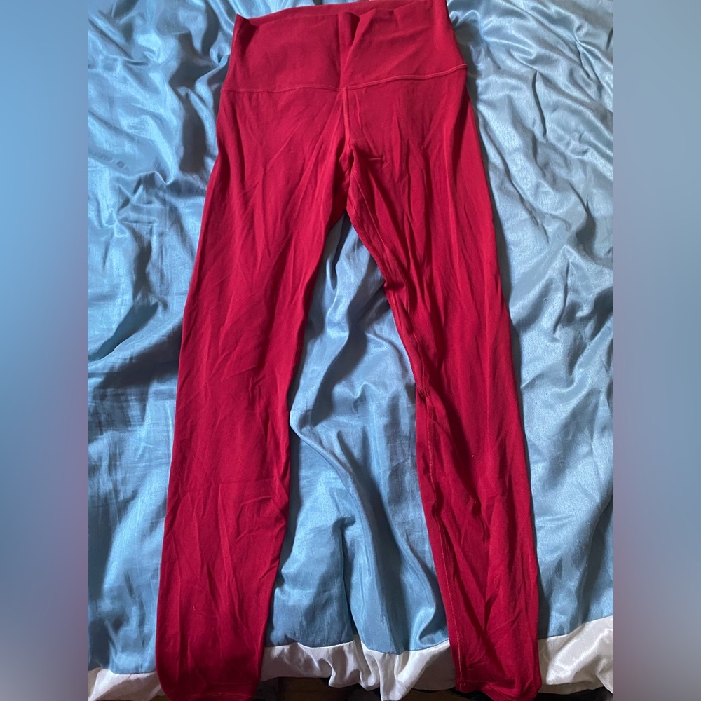 Red Lululemon align leggings, 28”